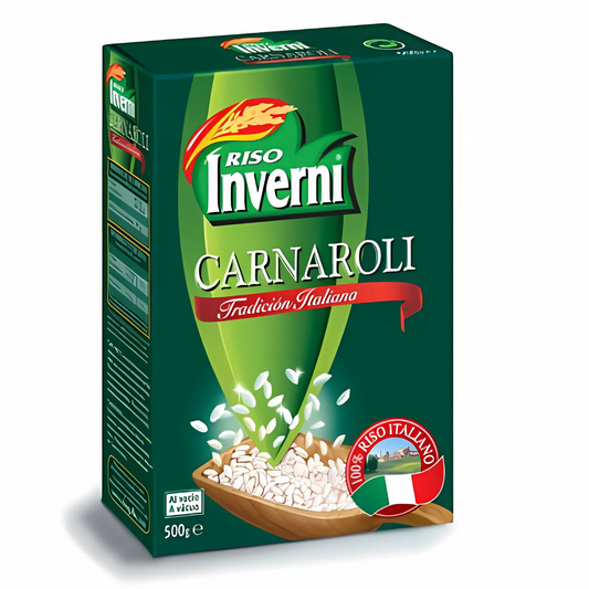 Embalagem do Arroz Carnaroli Riso Inverni 500g, arroz gourmet italiano para risoto.