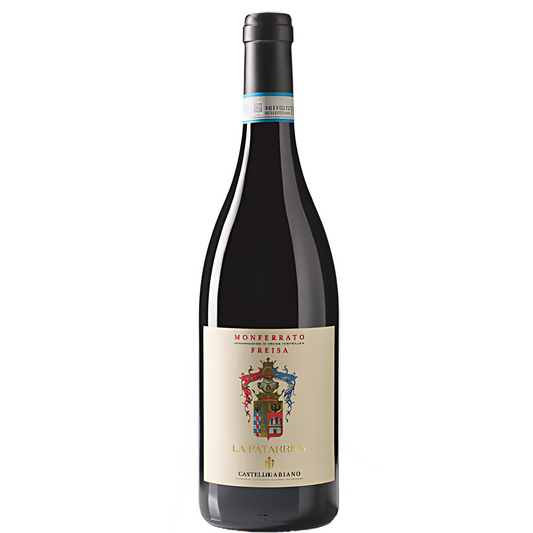 Alt Text 1: Garrafa do Vinho Tinto La Patarrina Monferrato DOC Freisa 2022.