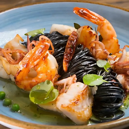 Grigliata Mista con Tagliolini Neri alle Erbe