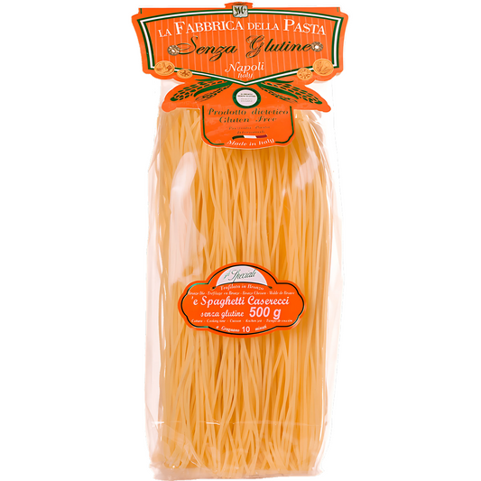 Embalagem do Macarrão Spaghetti Sem Glúten 500g da La Fabbrica Della Pasta Di Gragnano.