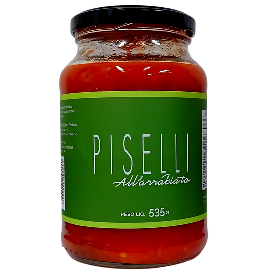 Pote de Molho de Tomate All'Arrabbiata Piselli 535g – Receita Picante Italiana.