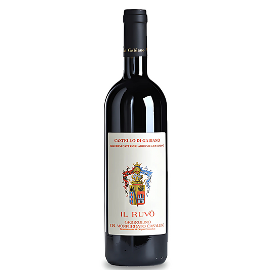 Garrafa do Vinho Tinto Il Ruvo Castello Gabiano Grignolino DOC 2021, do Piemonte, Itália.