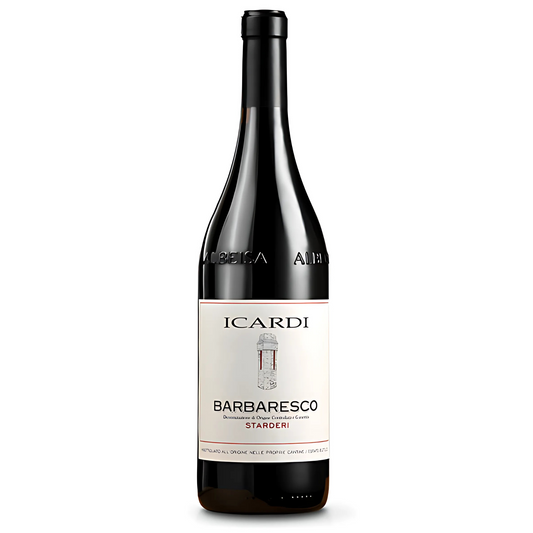 Garrafa do Vinho Starderi Barbaresco DOCG Icardi 2021, Nebbiolo orgânico.