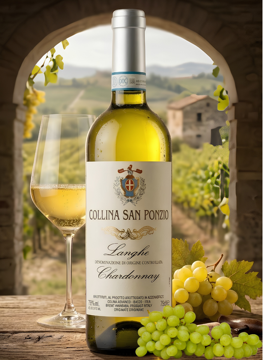 Collina San Ponzio | Chardonnay Langhe DOC | 2023 | 750ml | Vinho Branco Italiano
