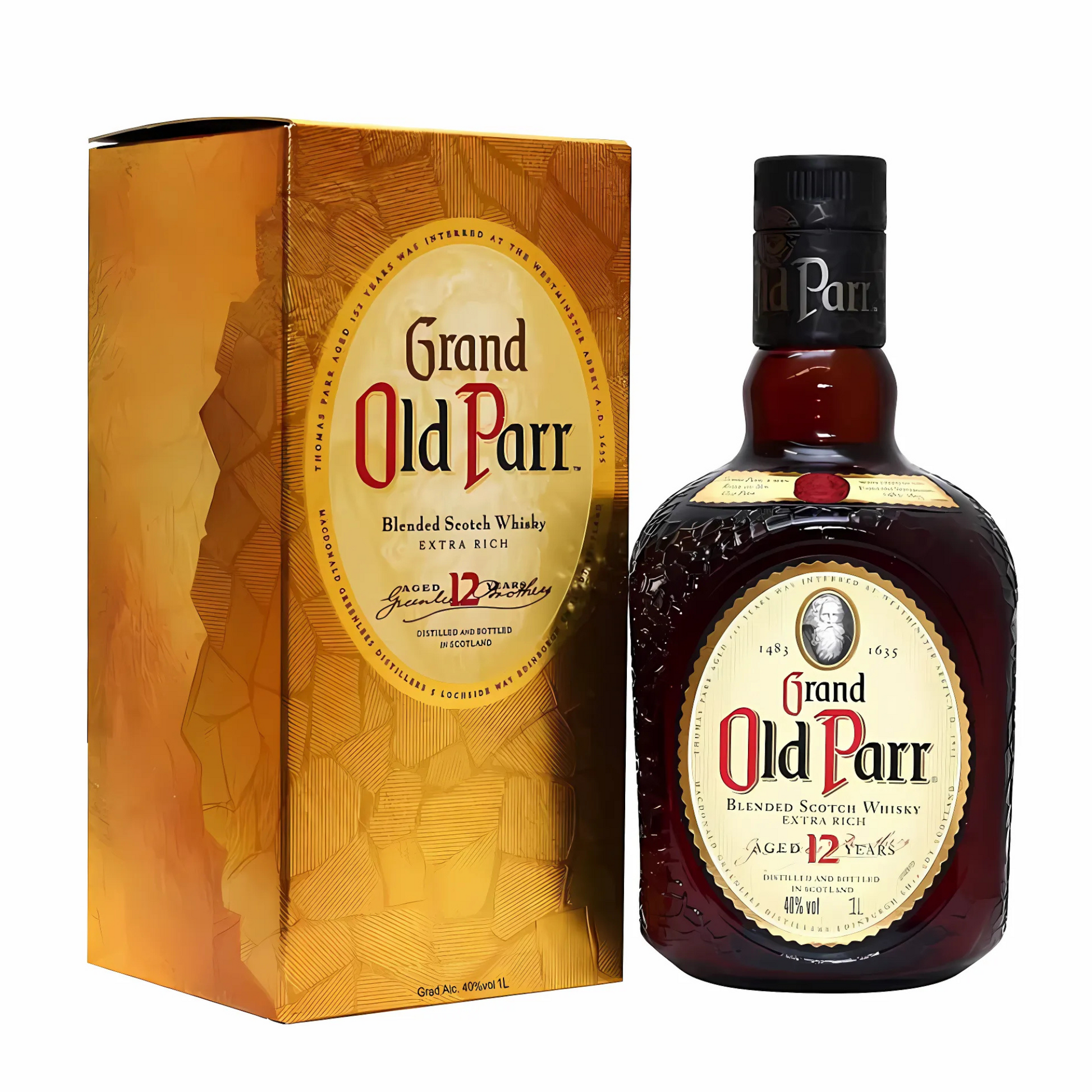 Garrafa do Whisky Grand Old Parr 12 Anos 1 Litro, destilado escocês.