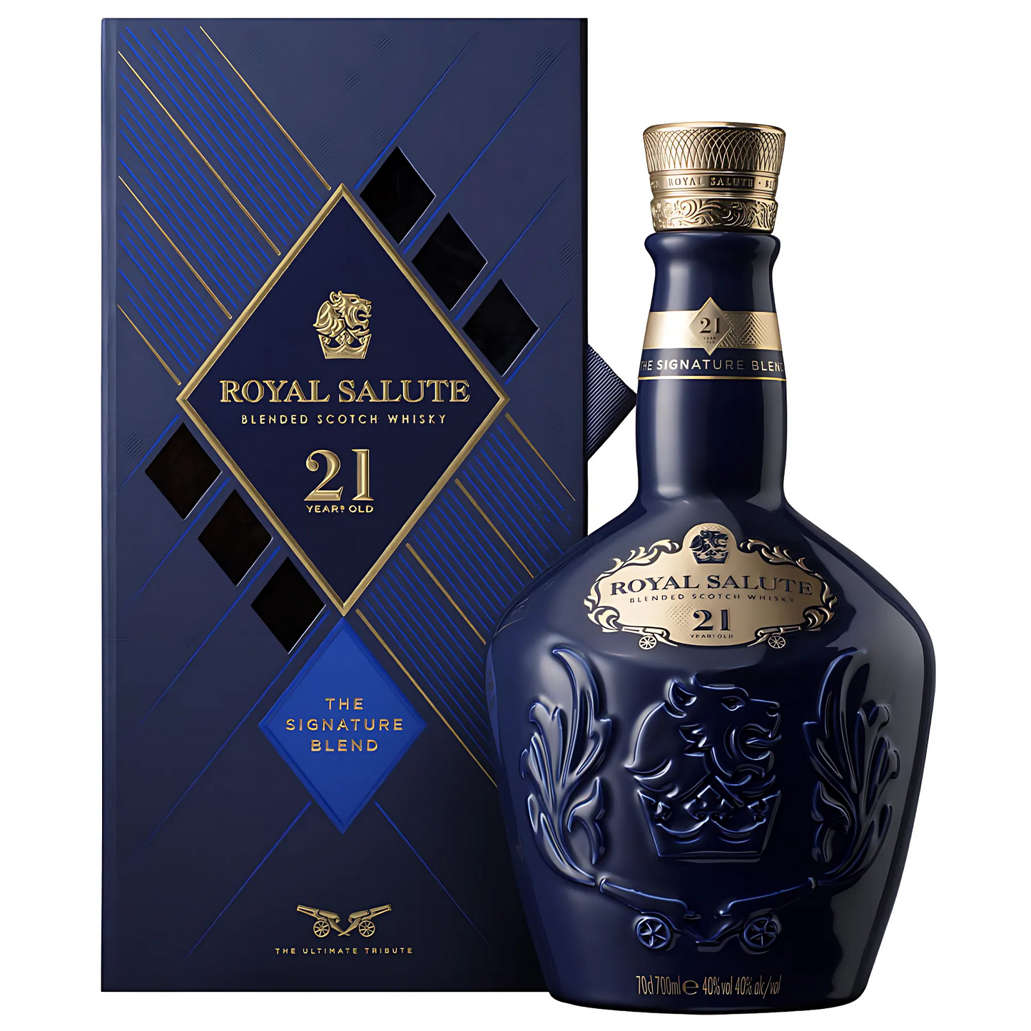 Garrafa de porcelana Azul Safira do Whisky Royal Salute 21 Anos 700ml.